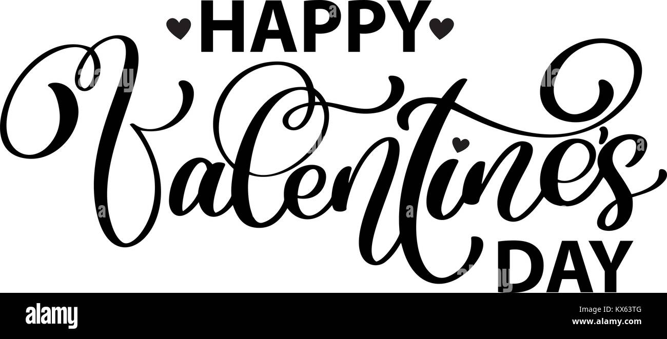Happy Valentines Day typographie poster avec calligraphie manuscrite du texte, isolé sur fond blanc. Valentine vecteur Illustration Illustration de Vecteur