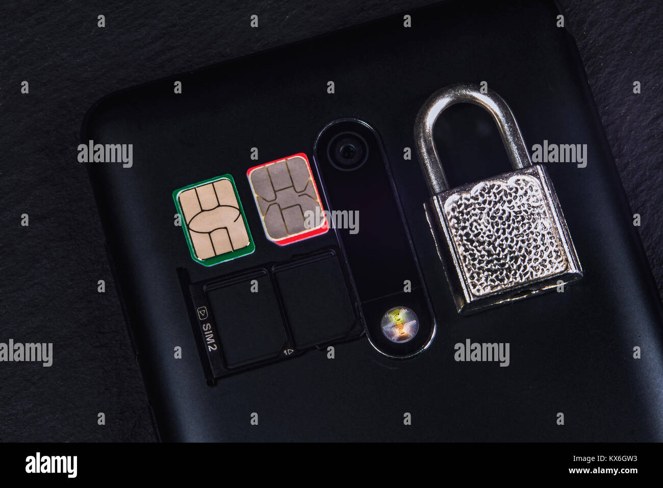 Verrouillage de la carte SIM et du téléphone Banque D'Images