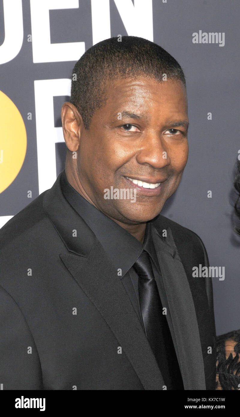 Los Angeles, Californie, USA. Jan 7, 2018. L'acteur Denzel Washington au 75e Assemblée Golden Globe Awards - Arrivals tenue au Beverly Hilton Hotel, Los Angeles, CA. Crédit : Paul Fenton/ZUMA/Alamy Fil Live News Banque D'Images