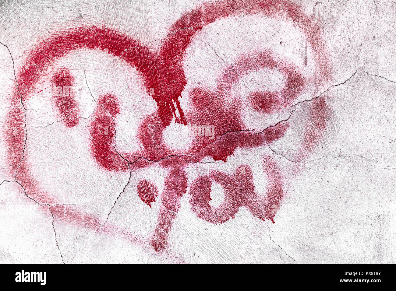 Coeur Brise Rouge Symbole D Amour Message Sur Fond Texture Mur Fissure Photo Stock Alamy