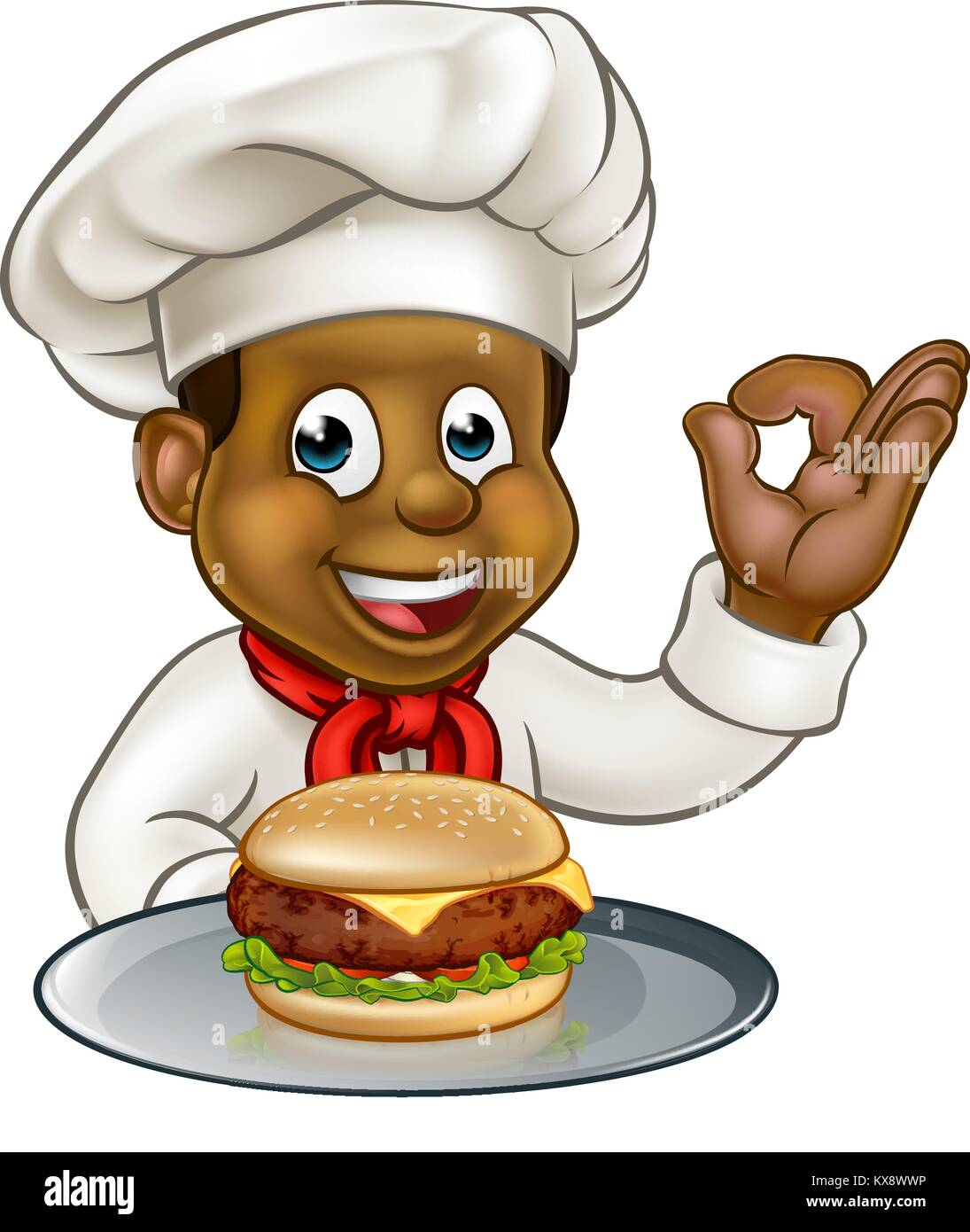 Chef Holding Burger Personnage Illustration de Vecteur