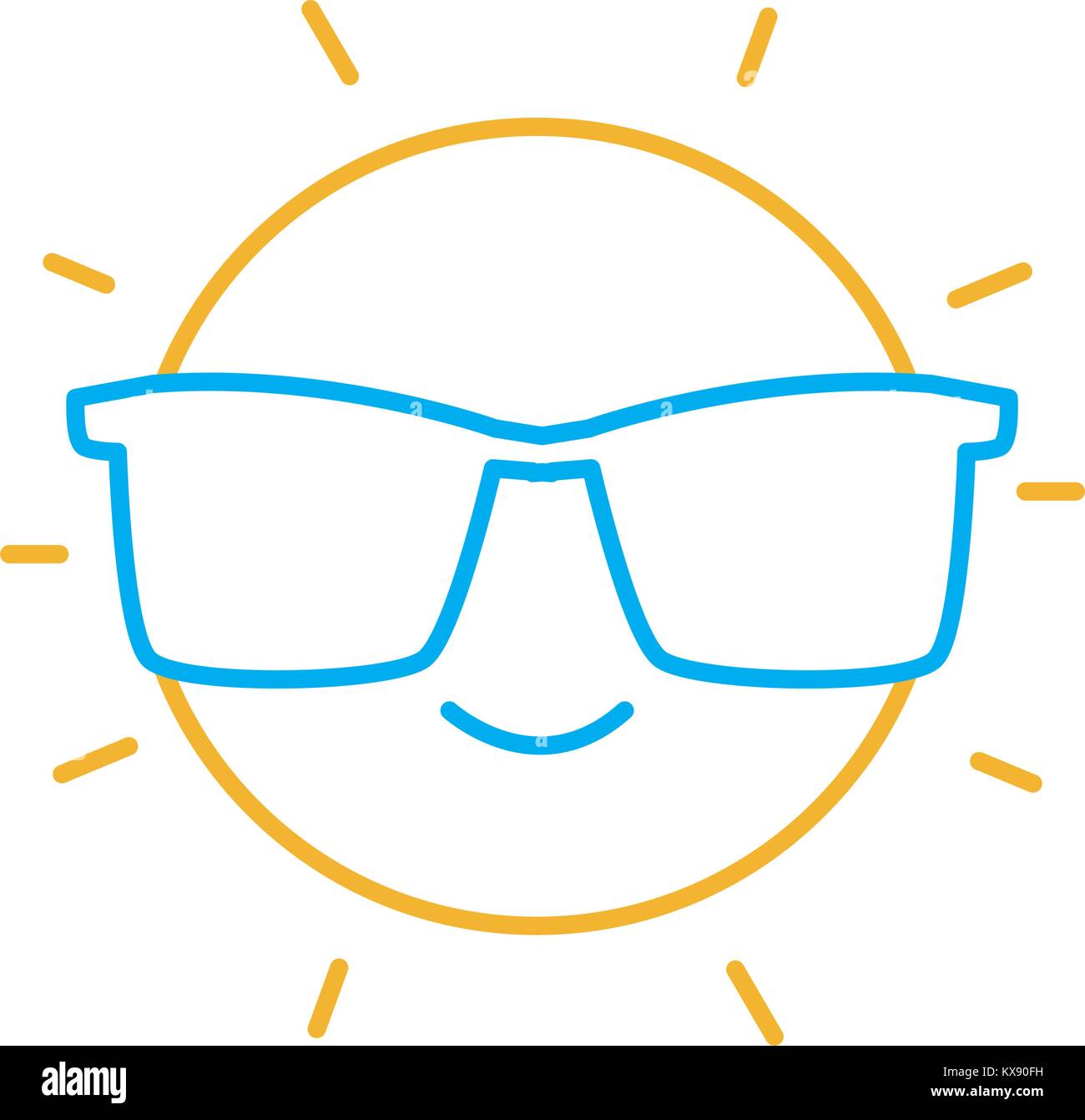 La ligne de couleur professionnels et cute kawaii avec des lunettes de  soleil Image Vectorielle Stock - Alamy
