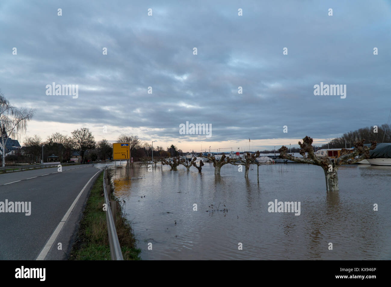 Des inondations en Allemagne en 2018. Oestrich Winkel, Rheingau Banque D'Images