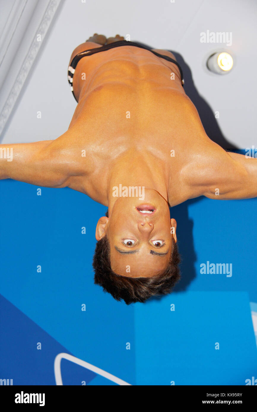 London, - Royaume-Uni, 08, juillet 2014.Madame Tussauds à Londres.Statue en cire de Tom Daley.Créé par Madame Tussauds en 1884 Banque D'Images