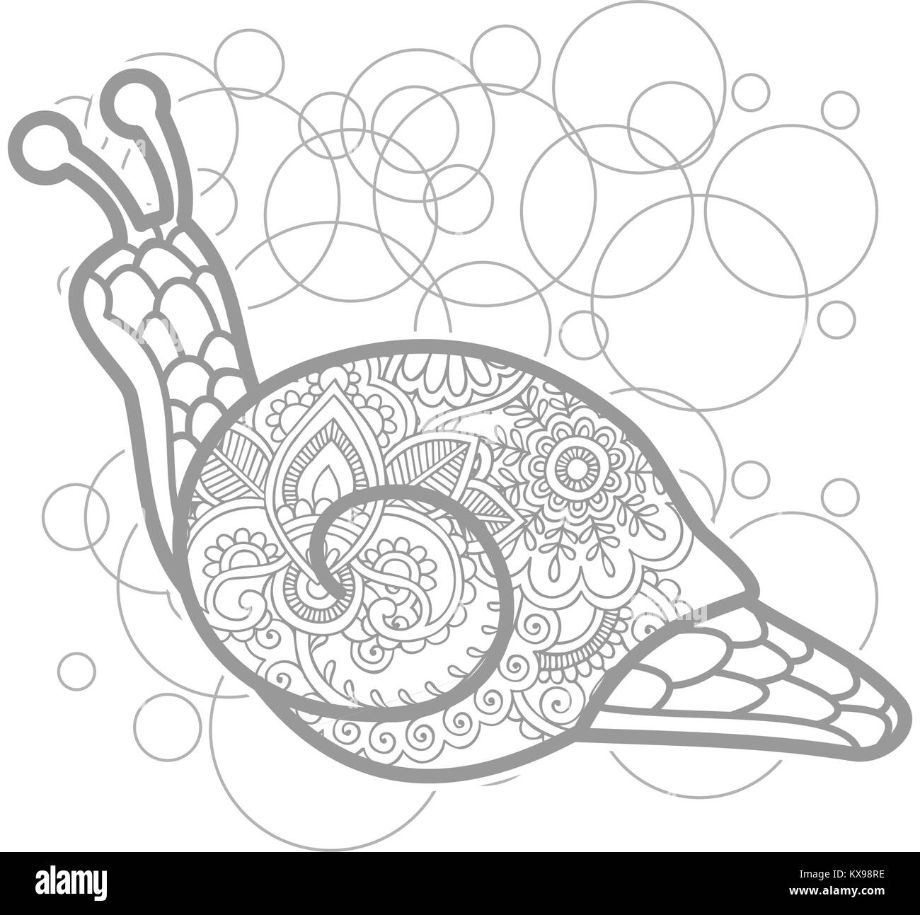 Escargot dessiné à la main des animaux adultes paisley doodle ..., حجم الصورة 1300x1293