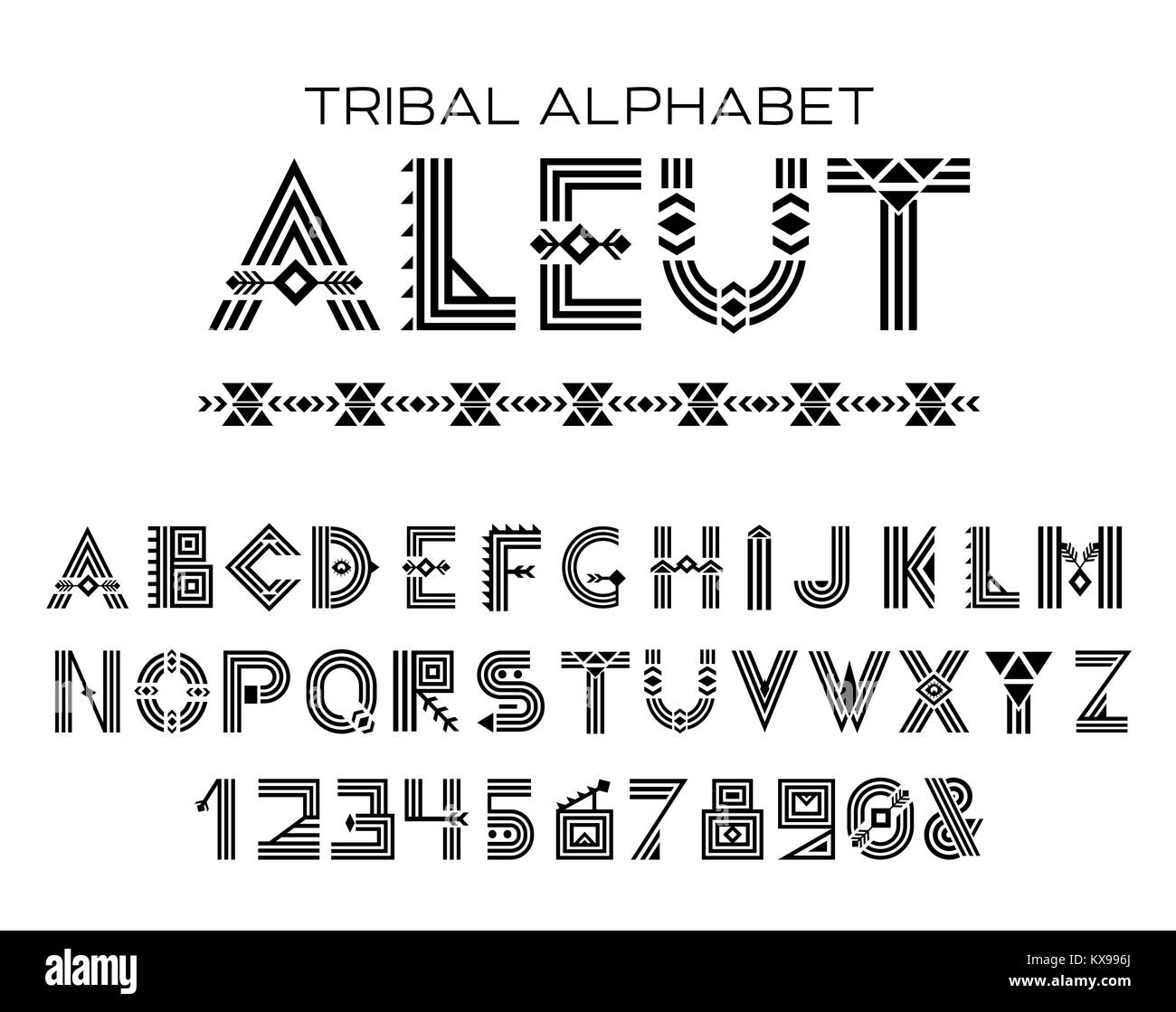 Alphabet Aléoute Tribal Illustration de Vecteur