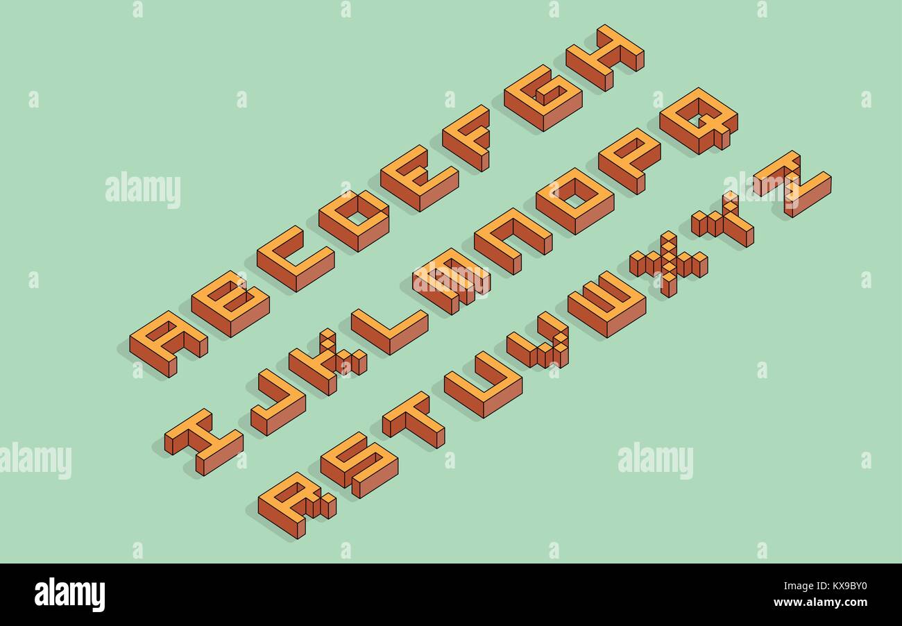 3D 8 bits lettres isométrique Illustration de Vecteur