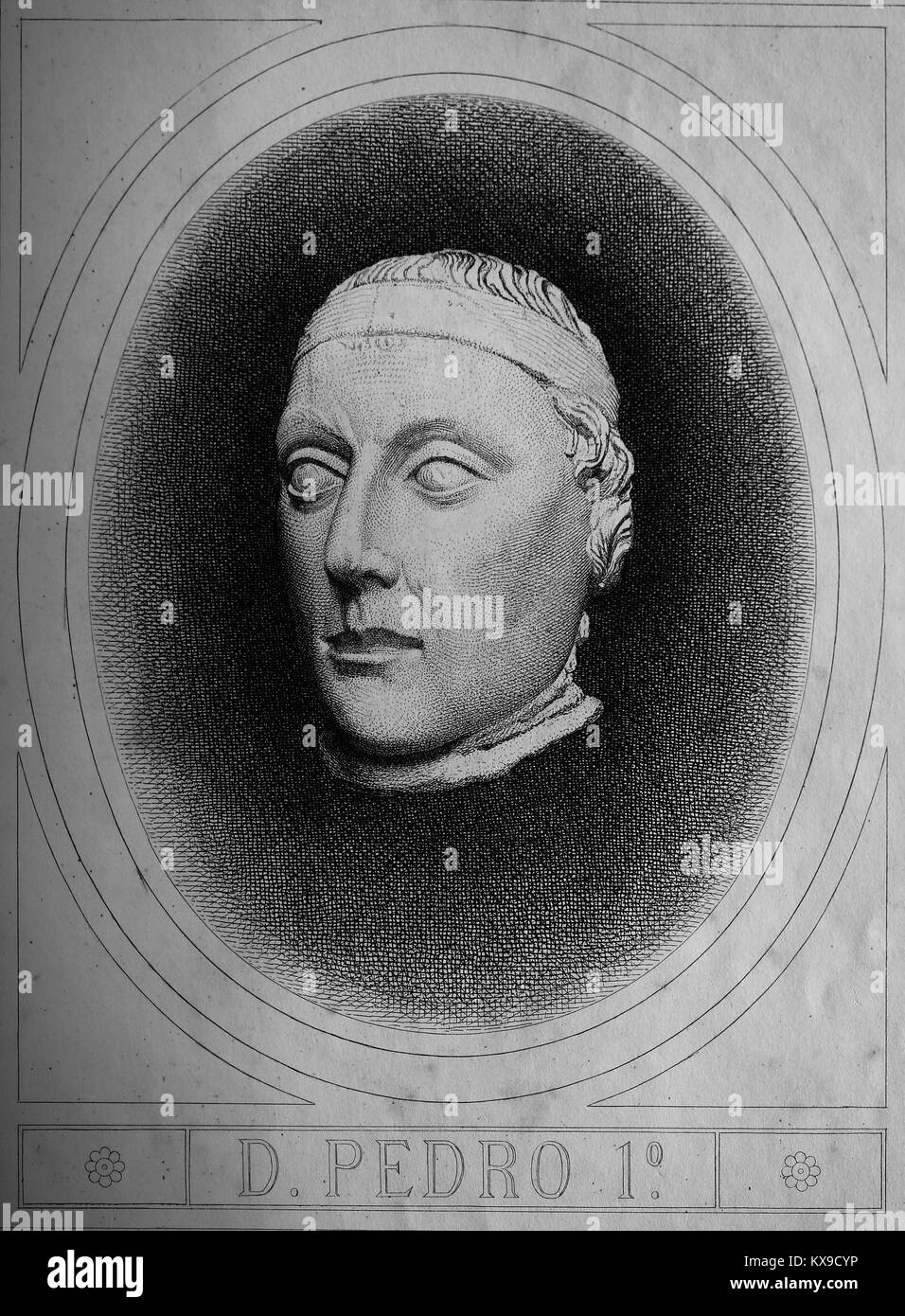 Pierre I de Castille (1334-1369). Appelé le Cruel. Roi de Castille et Leon 1350 à 1369. Gravure, 1879. Banque D'Images