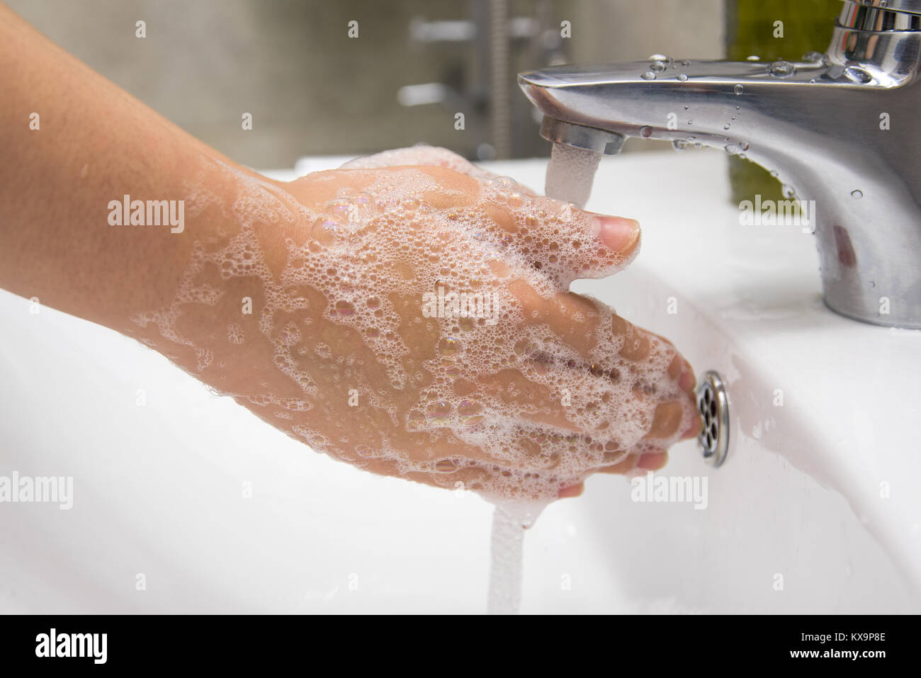 Se laver les mains, laver, nettoyer, Bulle, Drop Banque D'Images