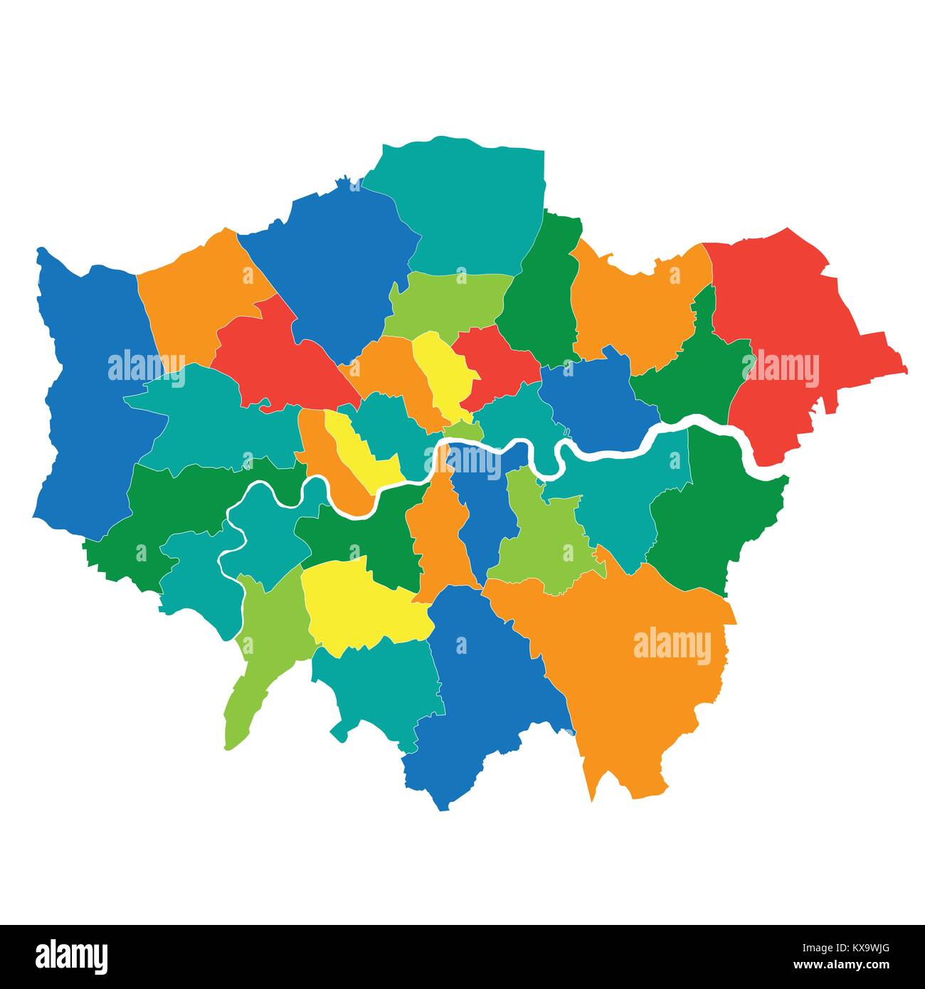 Grand Londres carte montrant tous les quartiers Illustration de Vecteur