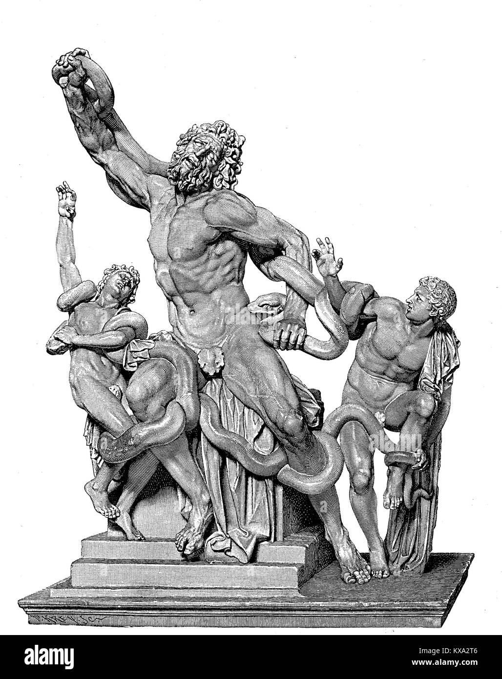 Laocoon, le célèbre groupe de marbre au Musée du Vatican, est la plus importante représentation de son Laokoon lutte à mort et de ses fils pour les beaux-arts par les artistes aussi Agesandros Hagesandros, Polydoros et Athanadoros de Rhodes, l'amélioration numérique reproduction à partir d'un original gravure sur bois ou de l'illustration à partir de l'année 1880 Banque D'Images