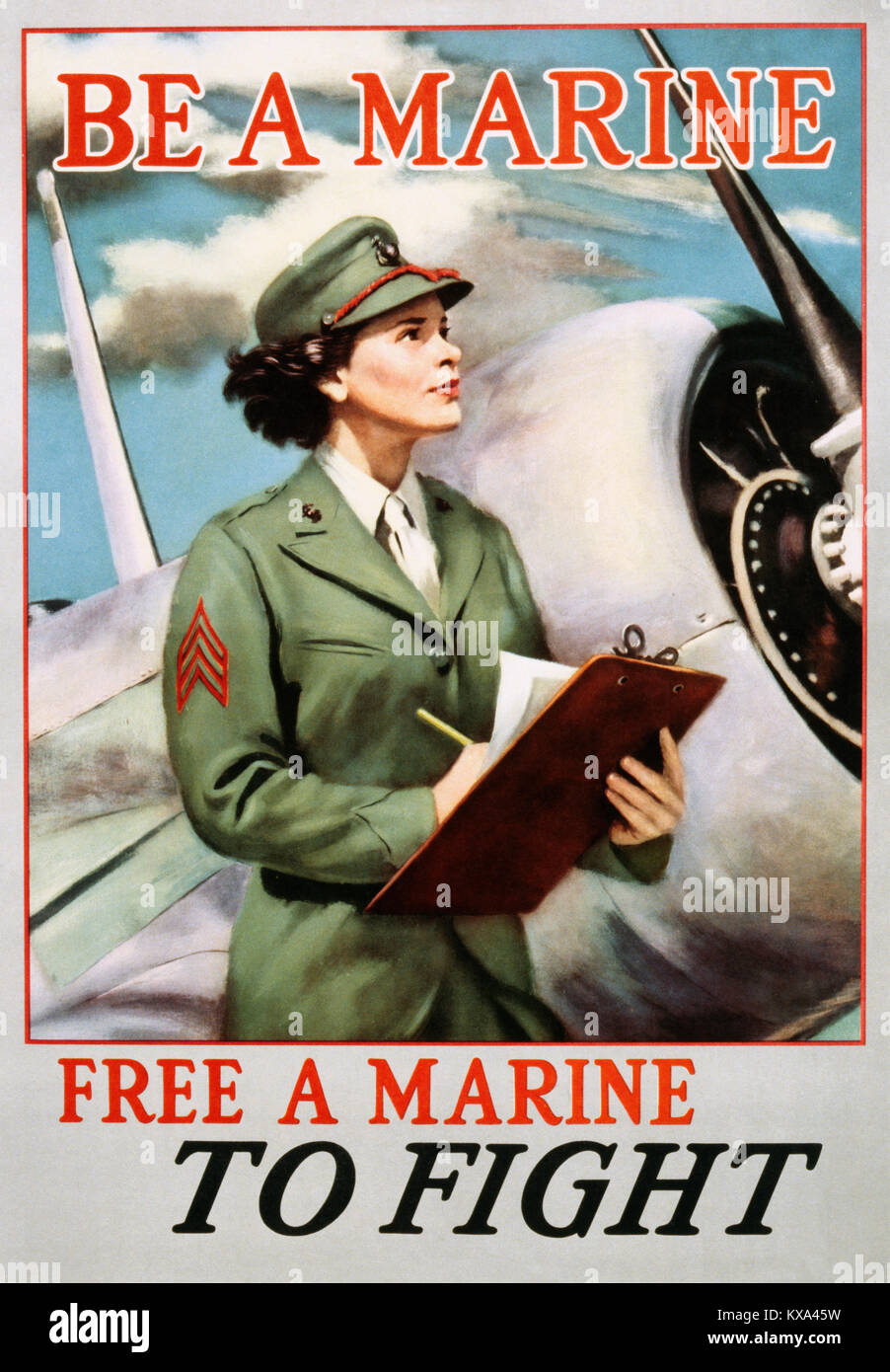 Affiche de recrutement pour l'US Marine Corps, les femmes Banque D'Images