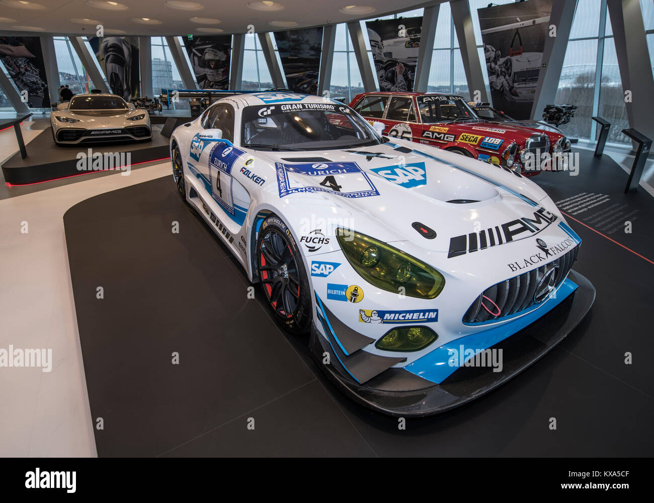 Exposition de voitures slected de l'AMG Mercedes à Stuttgart Musée de la direction générale de l'Allemagne. Banque D'Images