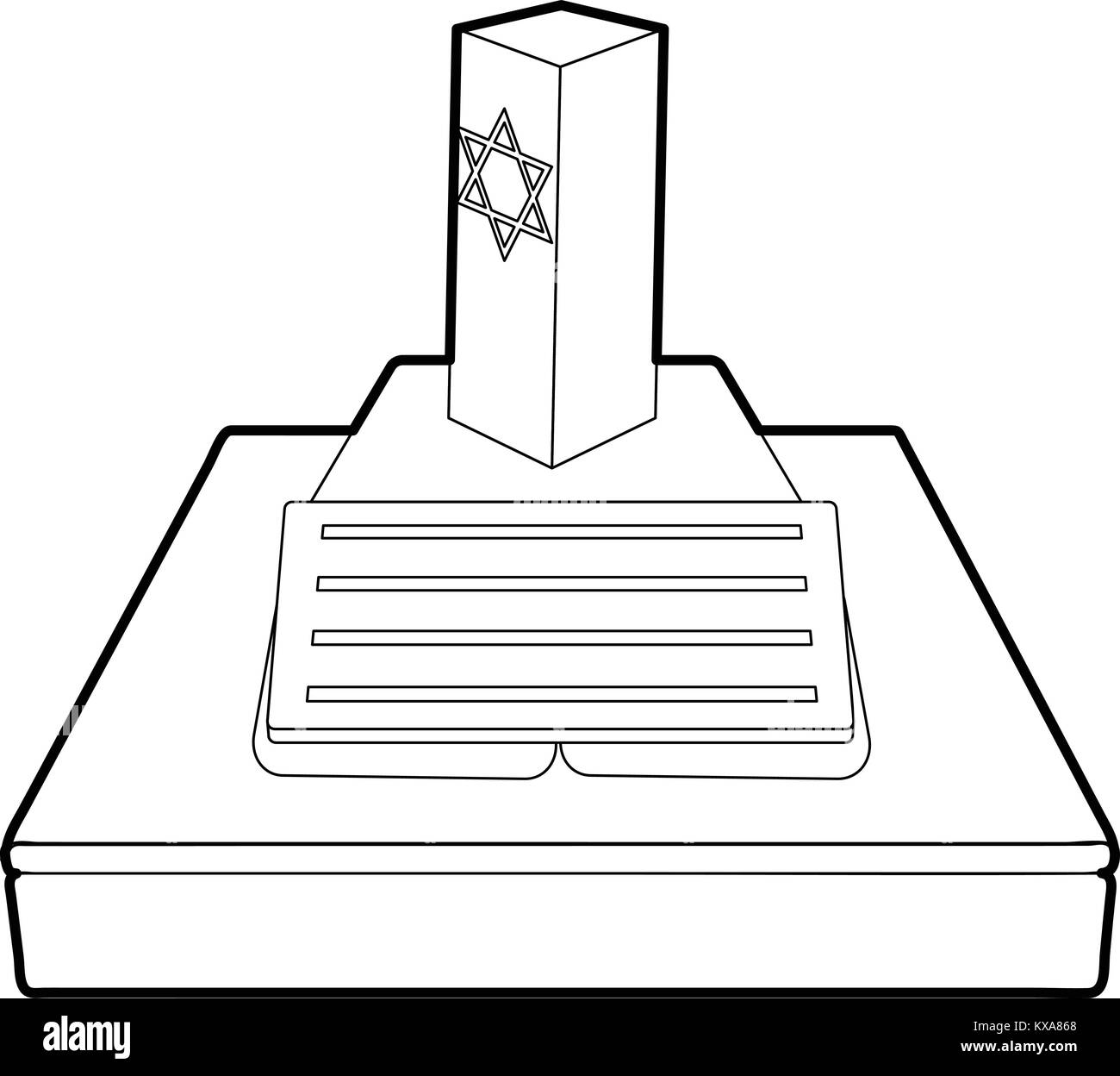 Jevish icône grave style du contour, Illustration de Vecteur