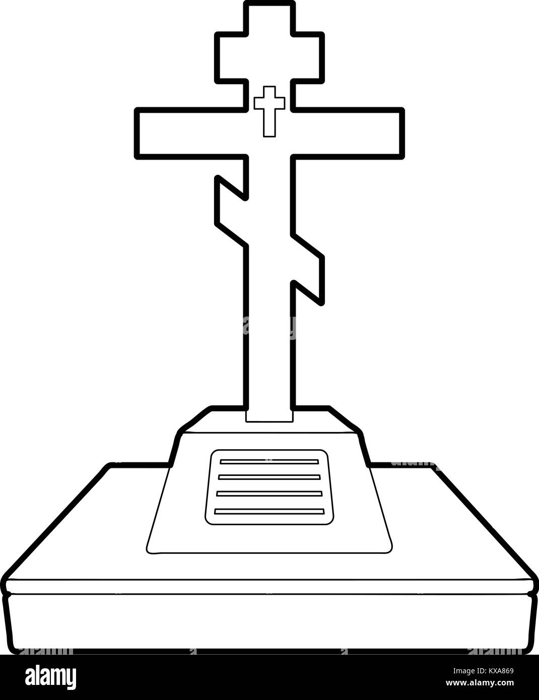 Christian tombe, l'icône de style contour Illustration de Vecteur