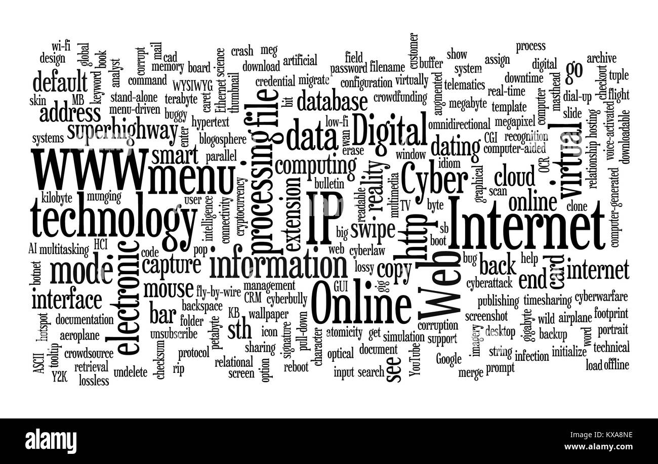 Mots clés liés à l'internet et web conçu en différentes tailles et orientations Banque D'Images