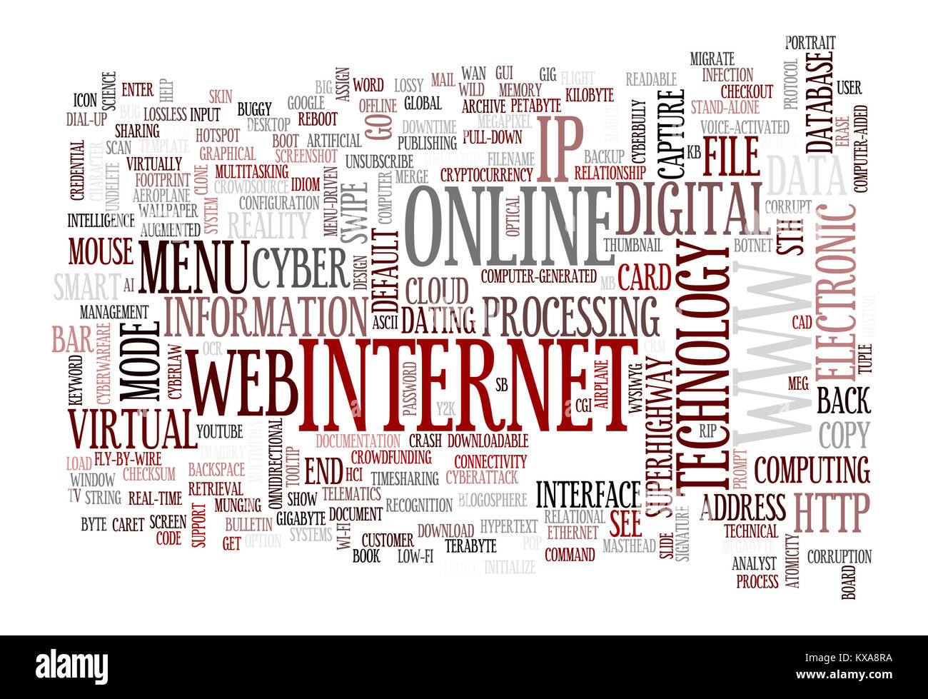 Mots clés liés à l'internet et web conçu en différentes tailles et orientations Banque D'Images