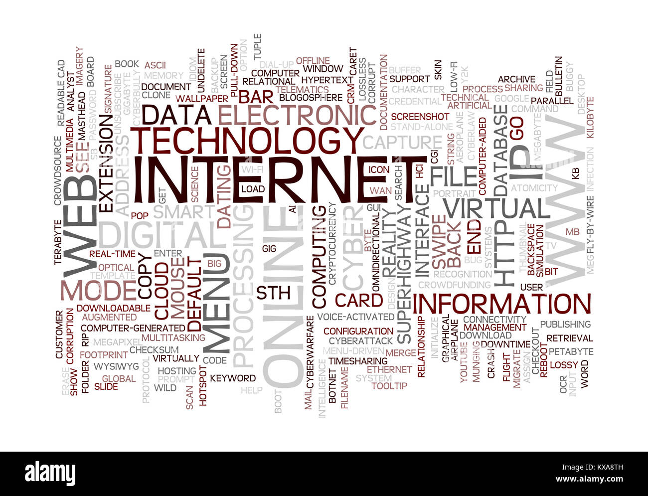 Mots clés liés à l'internet et web conçu en différentes tailles et orientations Banque D'Images