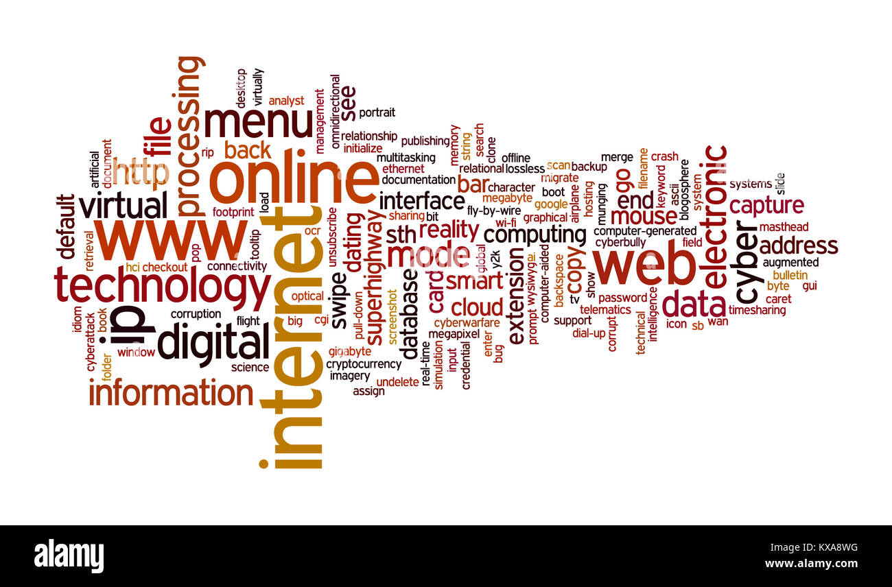 Mots clés liés à l'internet et web conçu en différentes tailles et orientations Banque D'Images