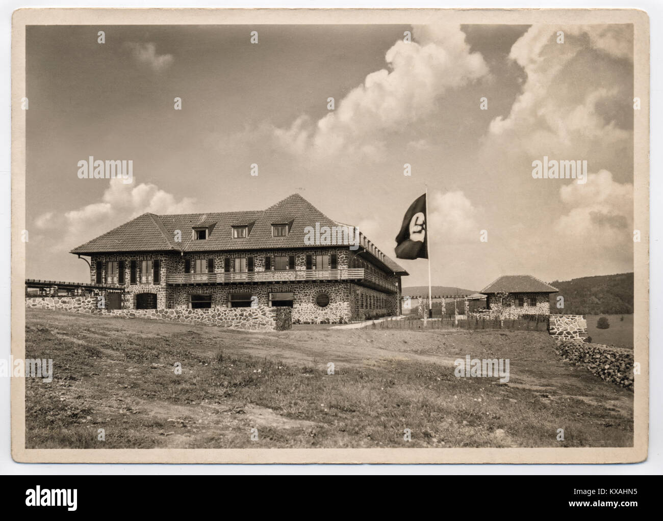 La photographie historique, carte postale, Burg-Gasthof Katzenstein, 1933-1944, Zella, Rhöngebirge, Thuringe, Allemagne Banque D'Images