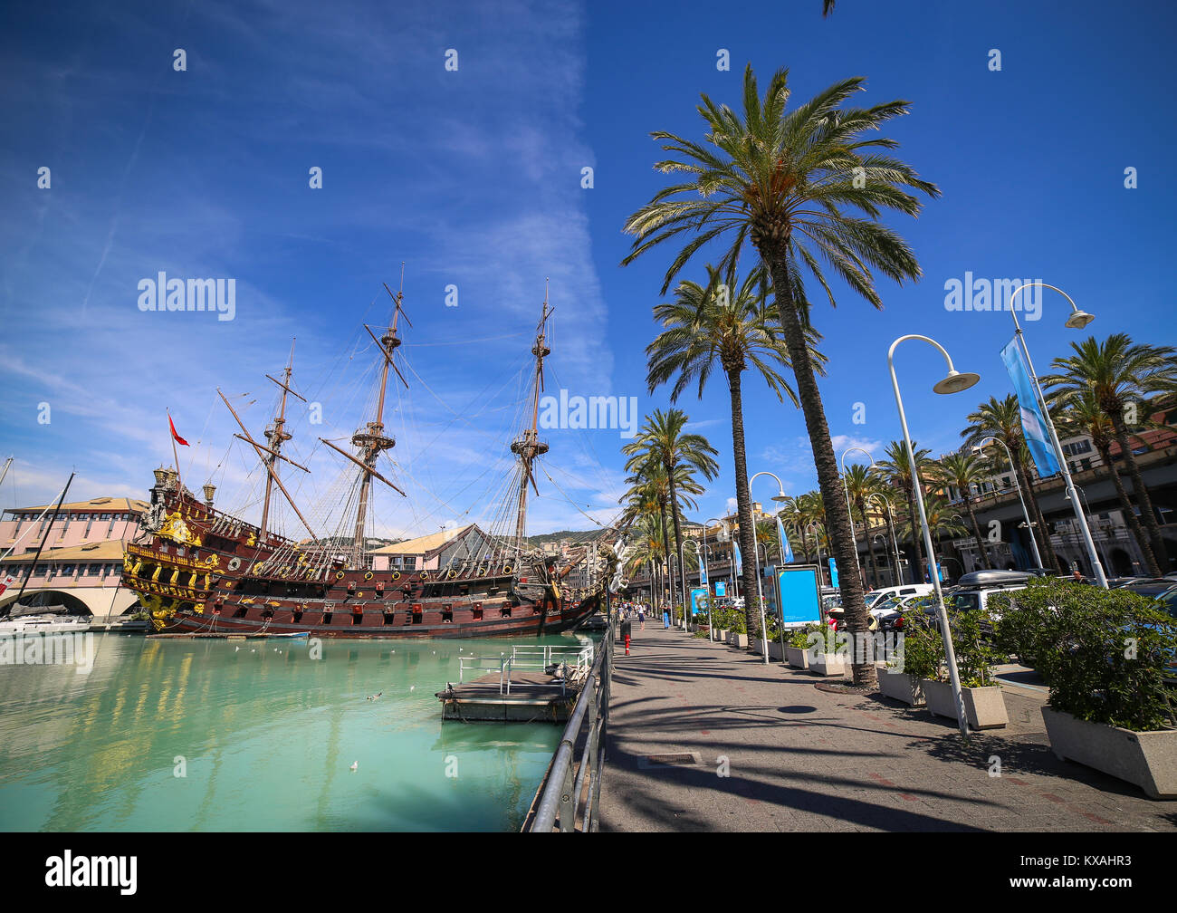 Gênes, Italie - Neptune Galleon à Porto Antico Banque D'Images