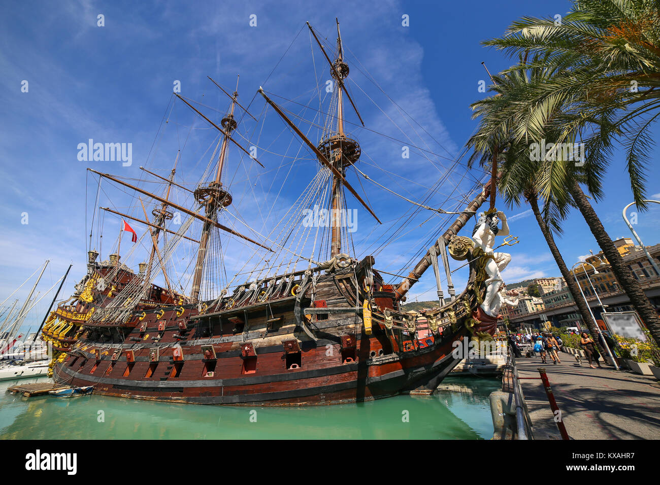 Gênes, Italie - Neptune Galleon à Porto Antico Banque D'Images