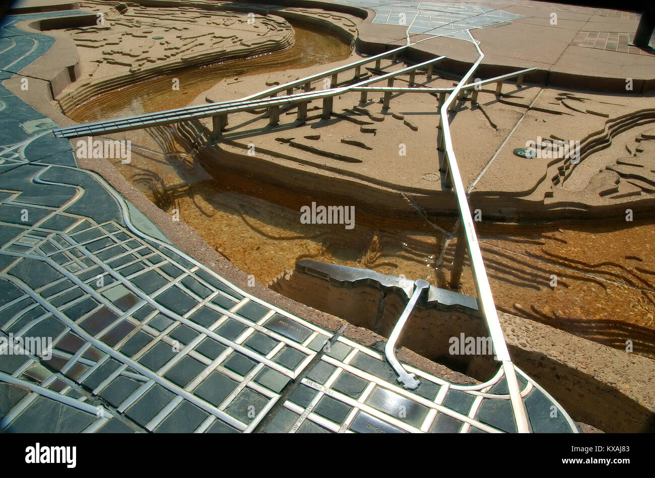 Memphis, Tennessee - 2017 : Mississippi River Park, Mud Island, y compris un système hydraulique modèle à l'échelle du bas Mississippi River et villes côtières. Banque D'Images