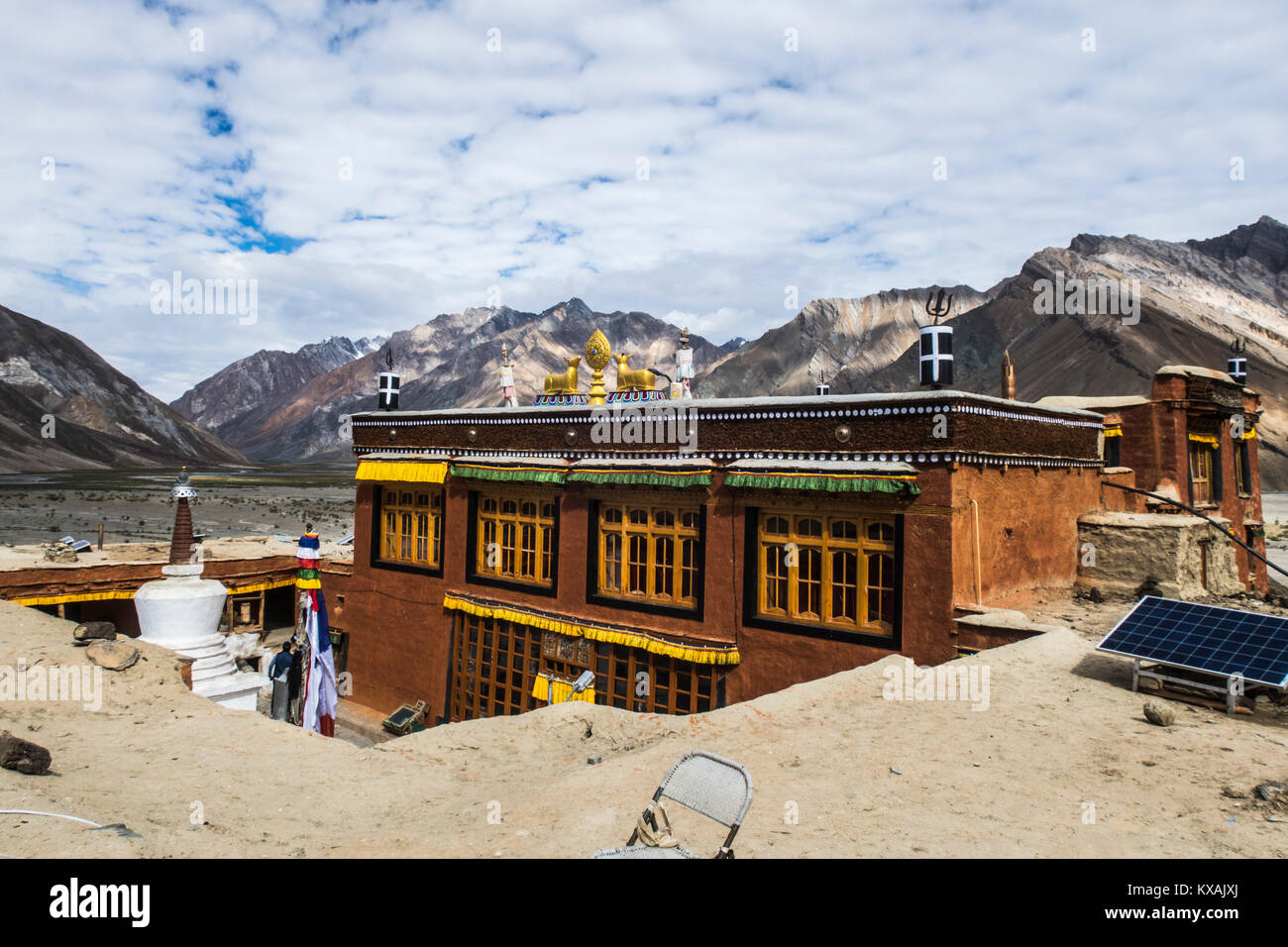L'extérieur du monastère de Rangdum, 200 ans monastère Gelugpa, région du Ladakh, le Jammu-et-Cachemire, l'Inde Banque D'Images