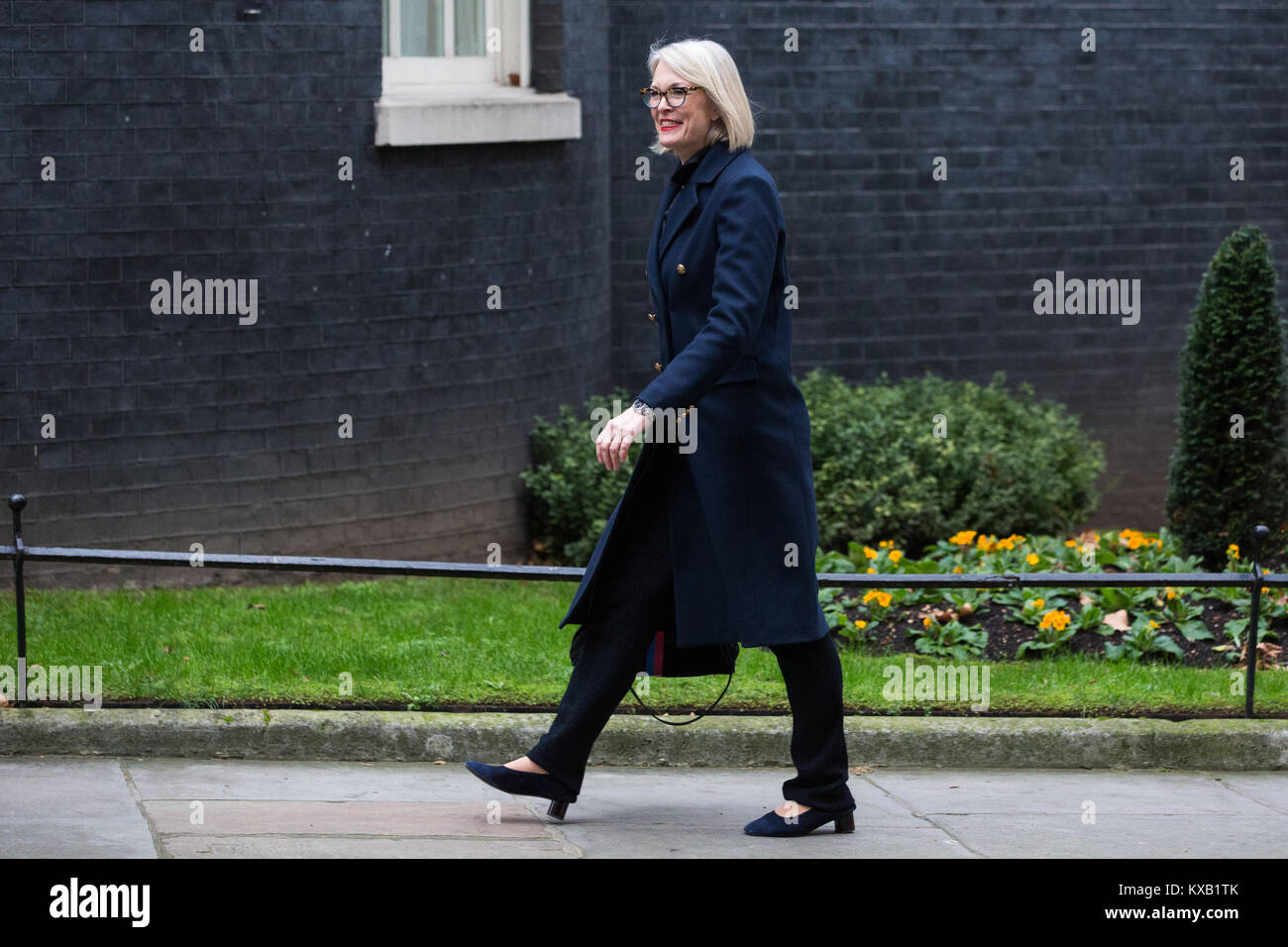 Londres, Royaume-Uni. 9 janvier, 2018. Margot James MP arrive au 10 Downing Street pendant le remaniement des ministres subalternes par premier ministre Theresa May. Il a été nommé ministre d'État au Ministère de la Culture, numérique, des médias et du Sport. Credit : Mark Kerrison/Alamy Live News Banque D'Images