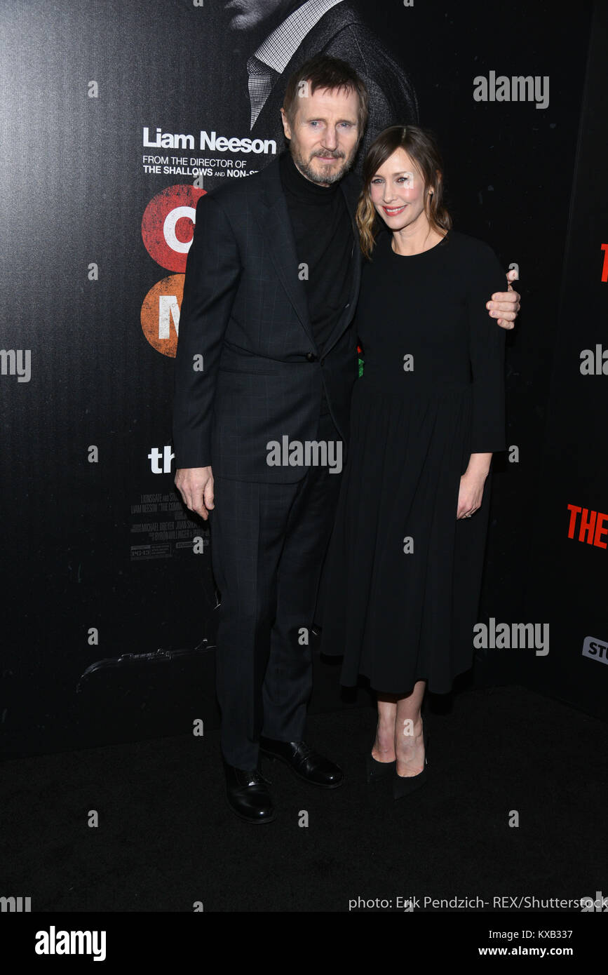 New York, USA. 8 janvier, 2018. Liam Neeson et Vera Farmiga assister à la 'la' Banlieue New York Premiere dans l'AMC Loews Lincoln Square le 8 janvier 2018 à New York. Crédit : Erik Pendzich/Alamy Live News Banque D'Images