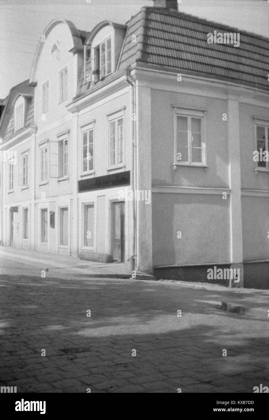 Une image historique de la ville de Gränna, en Suède, connue pour ses maisons traditionnelles en bois, ses vues panoramiques et son association avec le patrimoine culturel suédois et l'industrie suédoise des bonbons. Banque D'Images