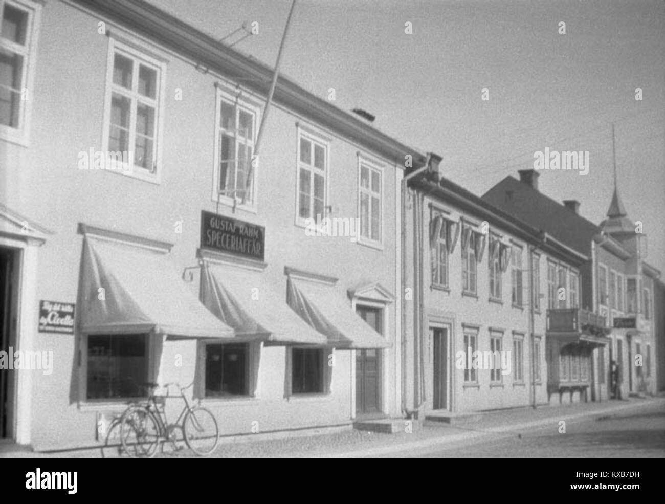Cette photographie historique de Gränna, en Suède, représente l'architecture traditionnelle de la ville, l'aménagement urbain et le paysage culturel typique des premières colonies suédoises. Banque D'Images