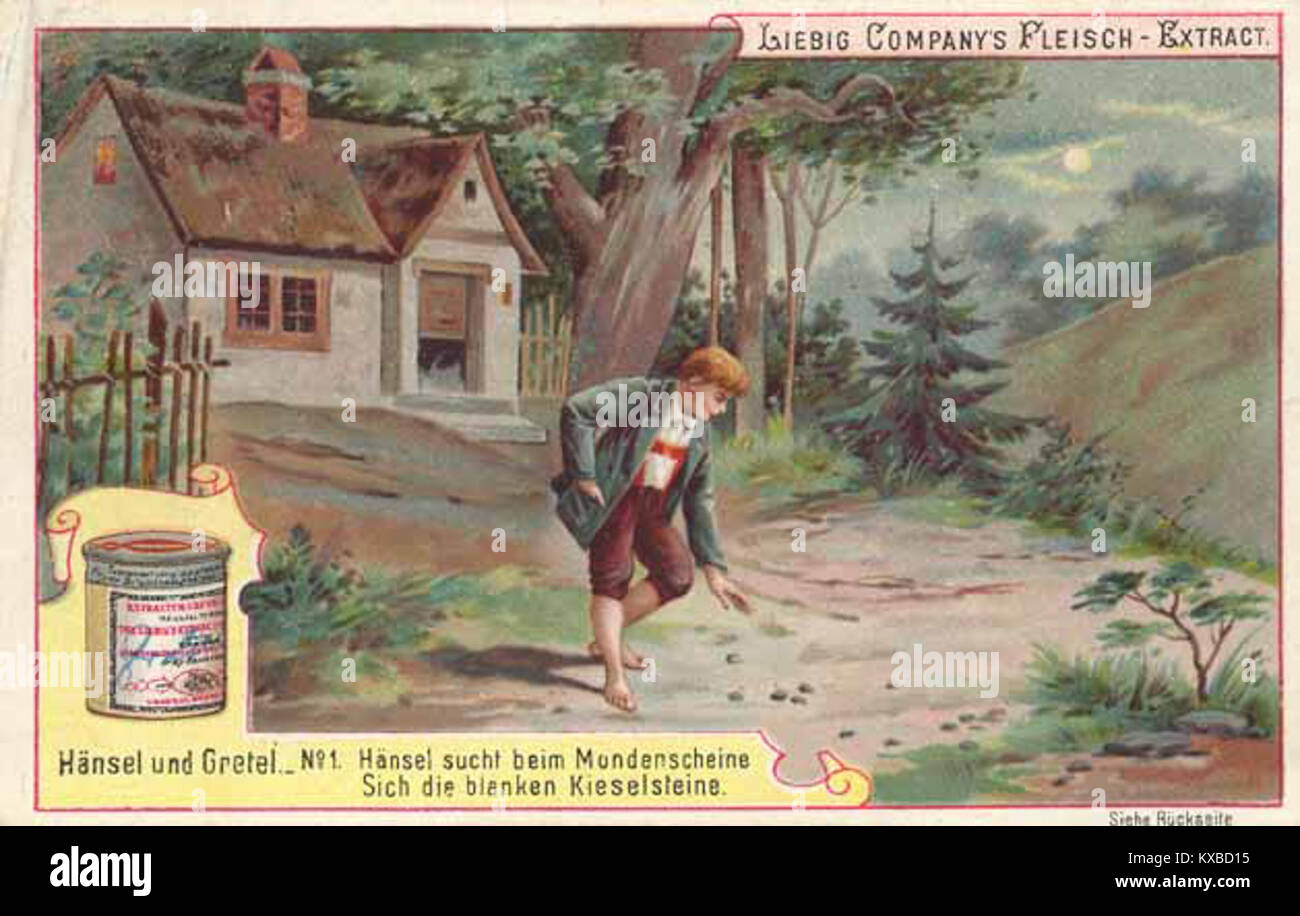 Une illustration de 1896 représentant le conte de fées allemand « Hansel et Gretel », montrant les enfants et la maison de la sorcière. L'image fait partie d'une collection d'œuvres de conte de fées de la fin du XIXe siècle. Banque D'Images