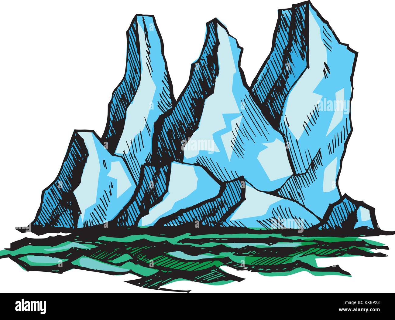 Au-dessus de l'eau d'Iceberg Illustration de Vecteur