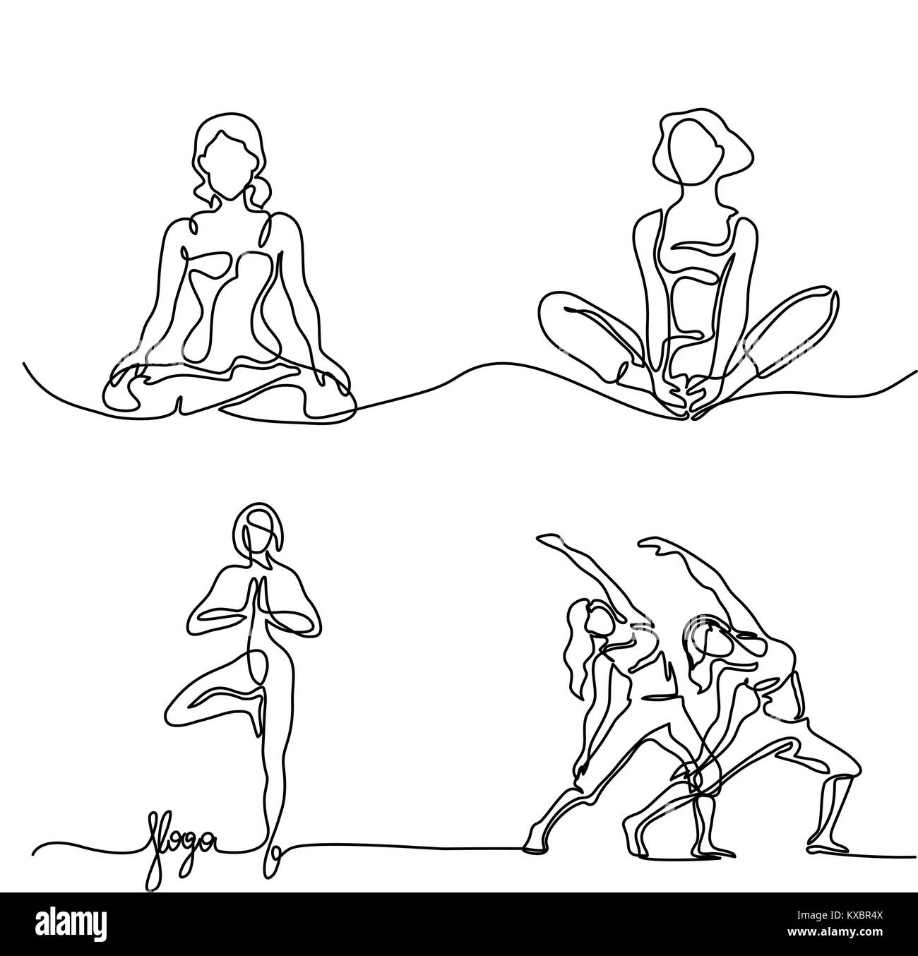 Woman doing Exercise Set en yoga pose Illustration de Vecteur