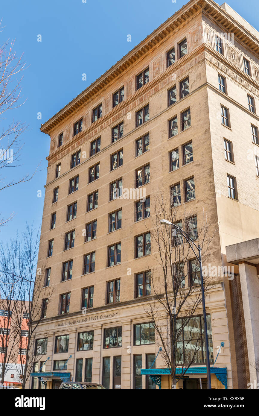 Wachovia Bank and Trust Building Le 5 janvier 2018 au centre-ville de Winston-Salem, Caroline du Nord. Banque D'Images