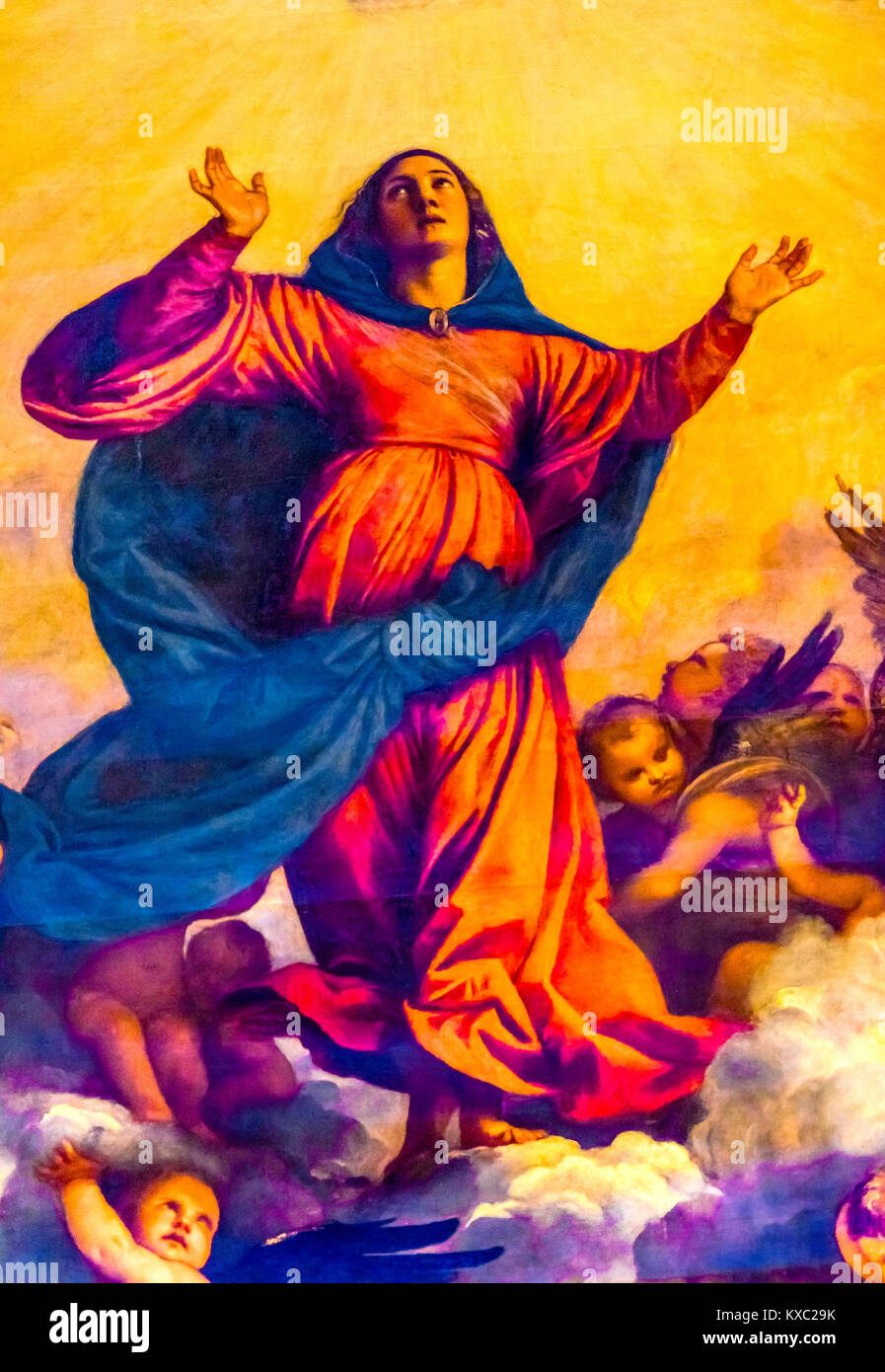Hypothèse de Titien Vierge Marie montée au ciel la peinture de Santa Maria Gloriosa dei Frari l'église San Polo Venise Italie. Église achevée mi 1400. Titia Banque D'Images