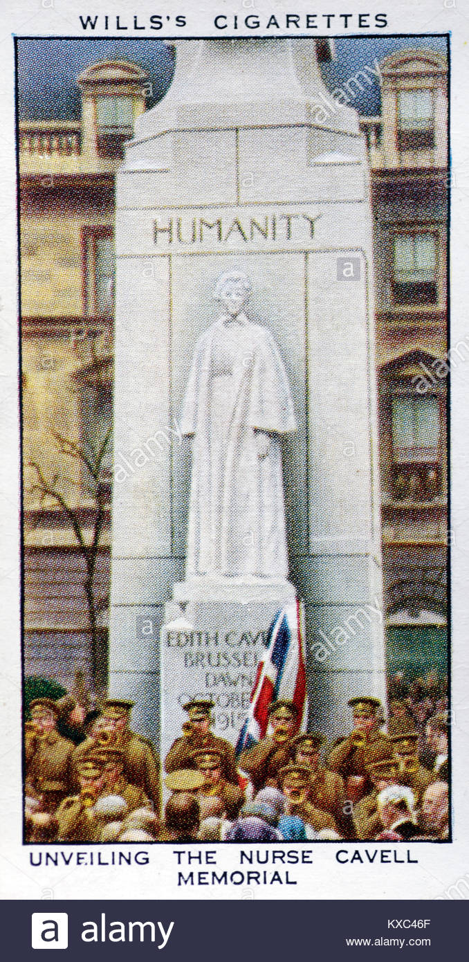 Le règne du roi George V - Dévoilement de l'infirmière Edith Cavell memorial Banque D'Images