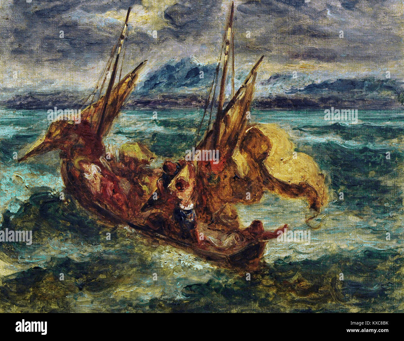 Eugène Delacroix (1798-1863). Le peintre français. Christ sur la mer de Galilée, ca.1854. Musée national. Stockholm. La Suède. Banque D'Images