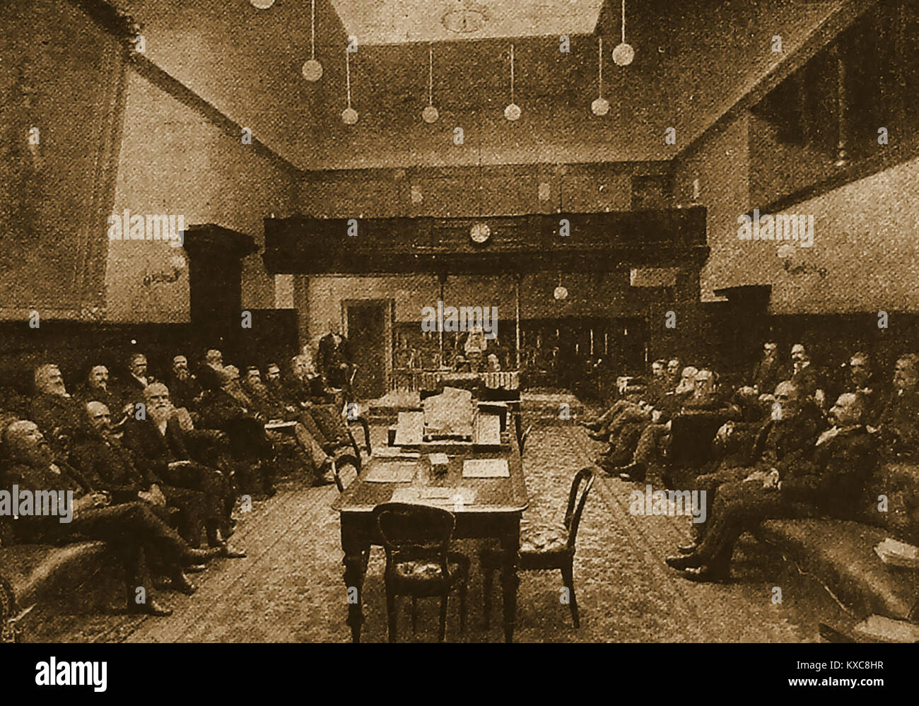 Gouvernement de la Tasmanie - PARLEMENT EUROPÉEN . Une vieille illustration montrant la Tasmanie Chambre d'assemblée en session extraordinaire 1900 Banque D'Images