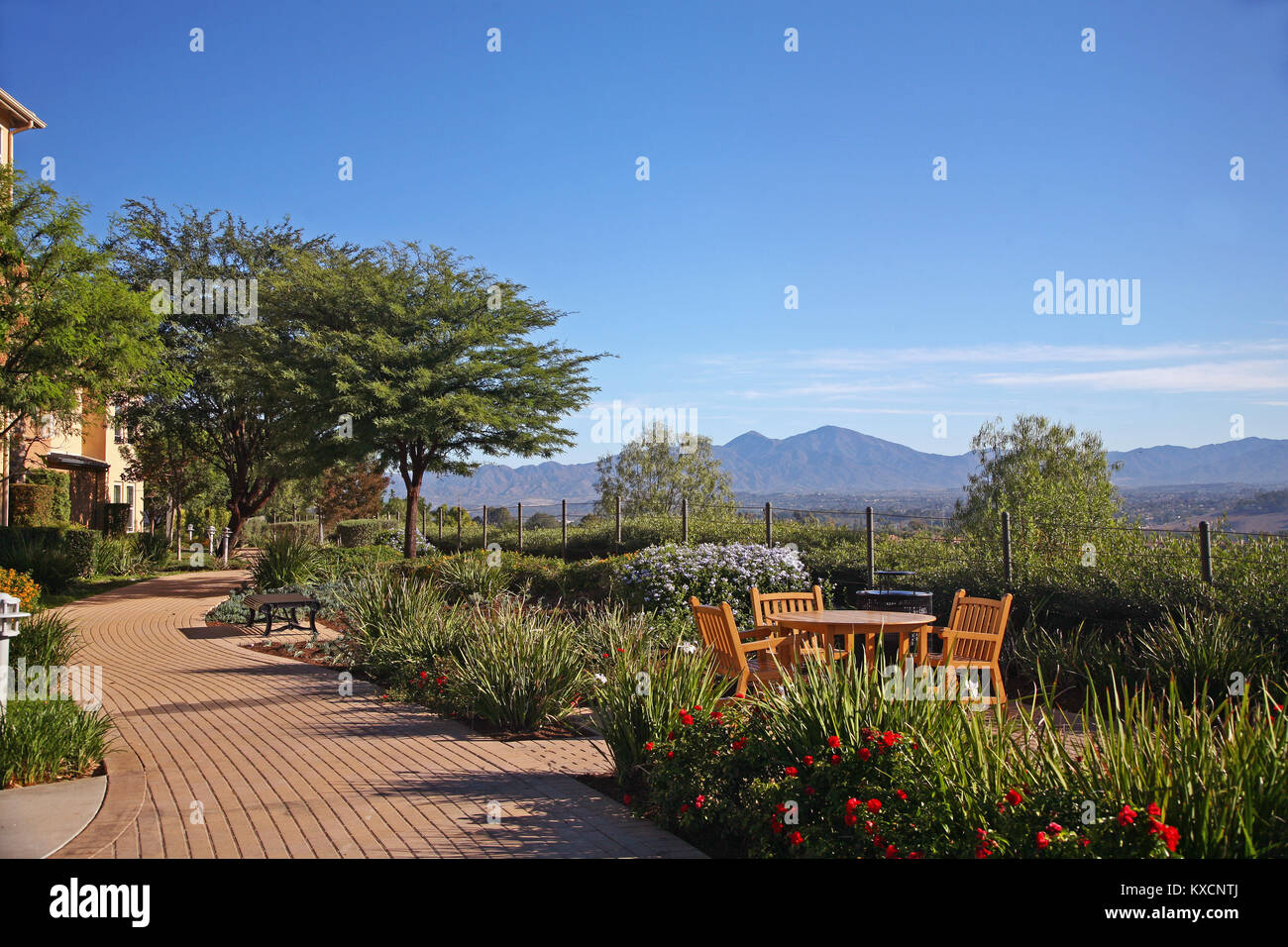 Aliso Viejo sentier pédestre avec Saddleback mountain view Banque D'Images