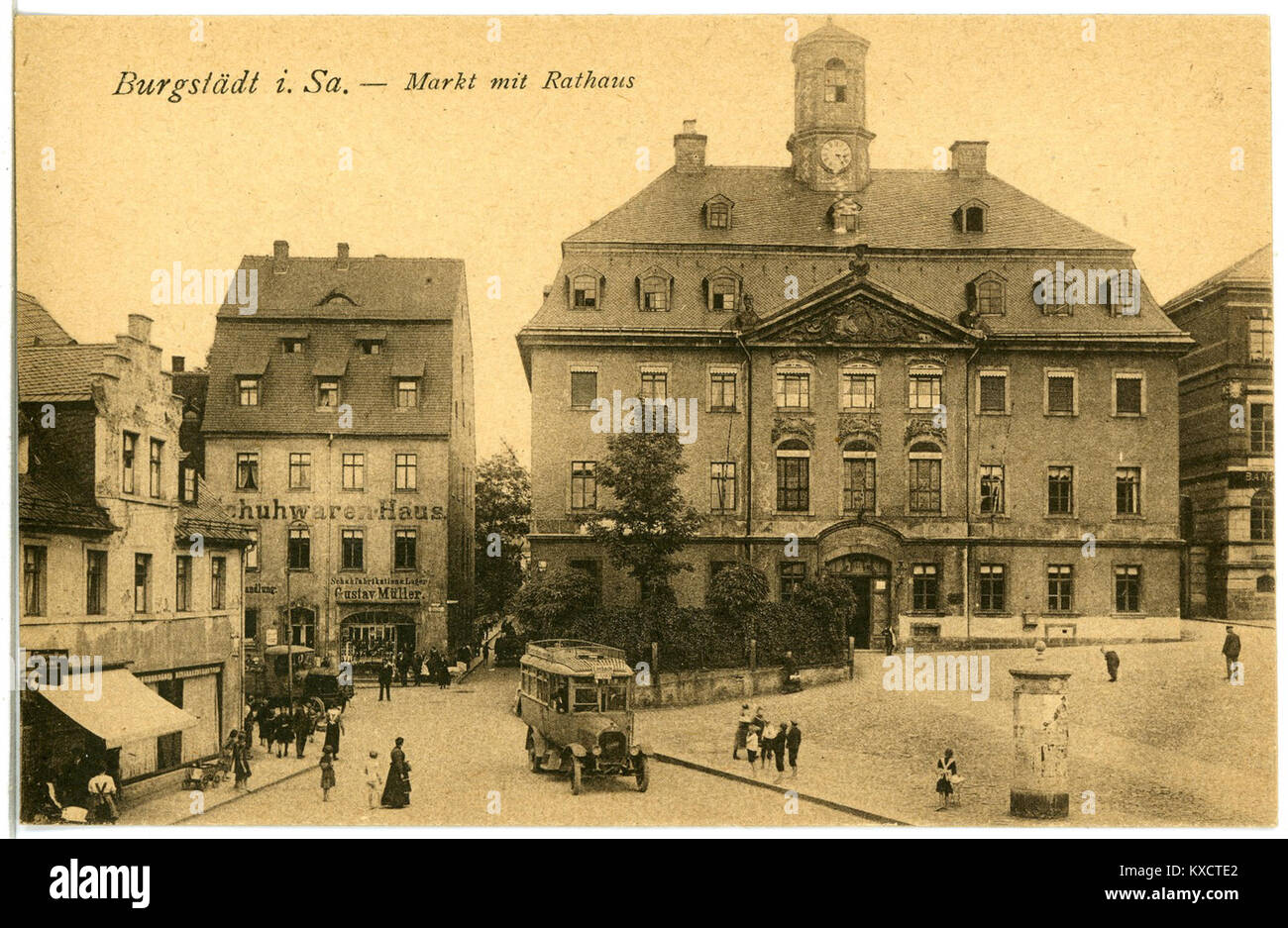 21589-Burgstädt-1920-Markt mit Rathaus-Brück & Sohn Kunstverlag Banque D'Images