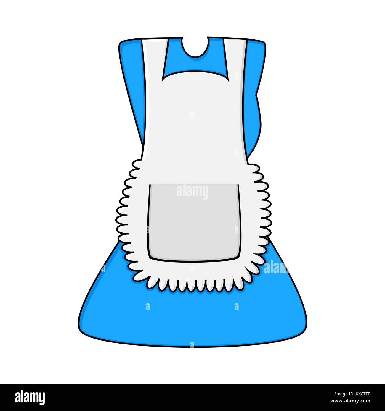 Cartoon robe bleue avec pinafore isolé sur fond blanc Illustration de Vecteur