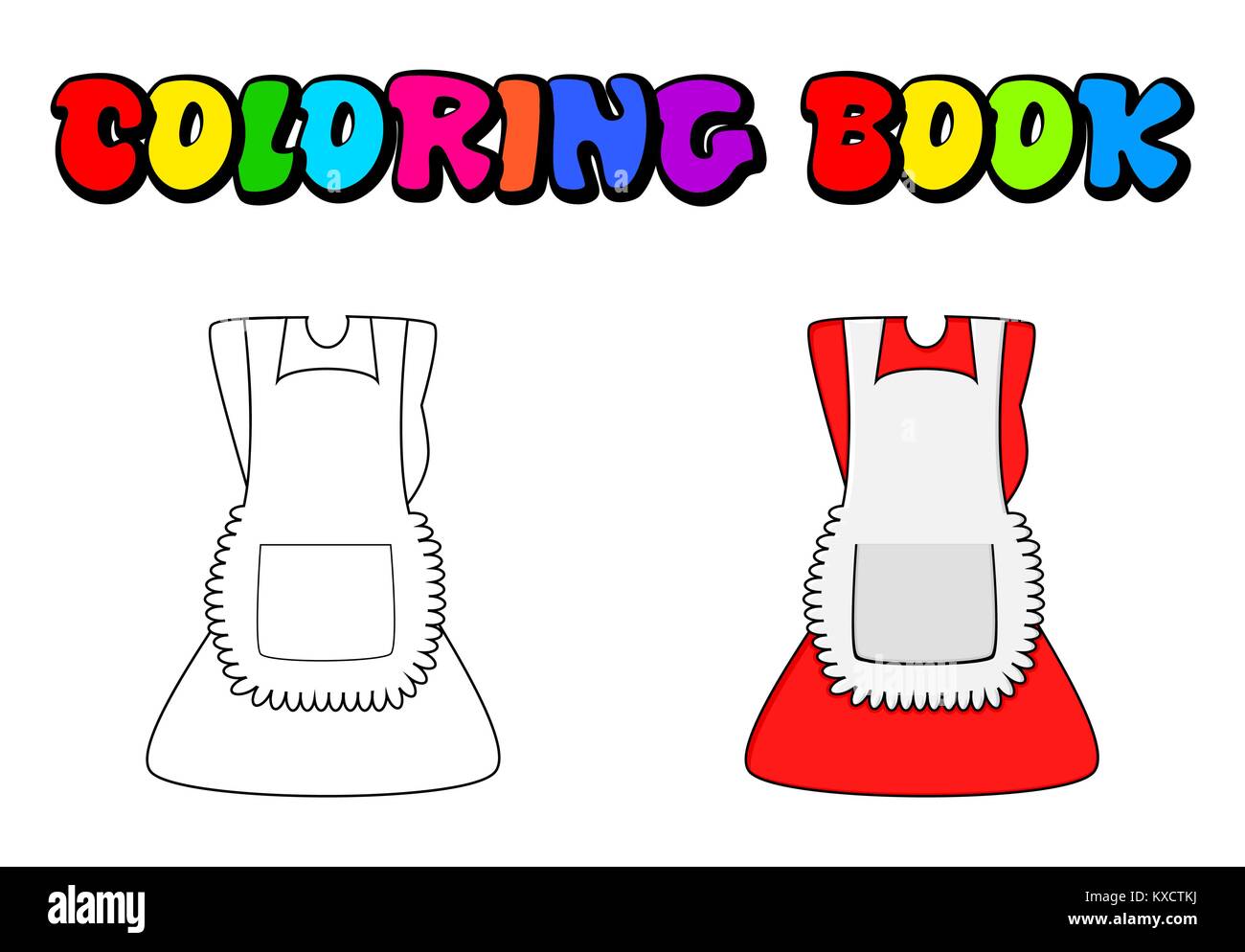 Cartoon robe pinafore Coloring Book, contour isolé sur fond blanc Illustration de Vecteur