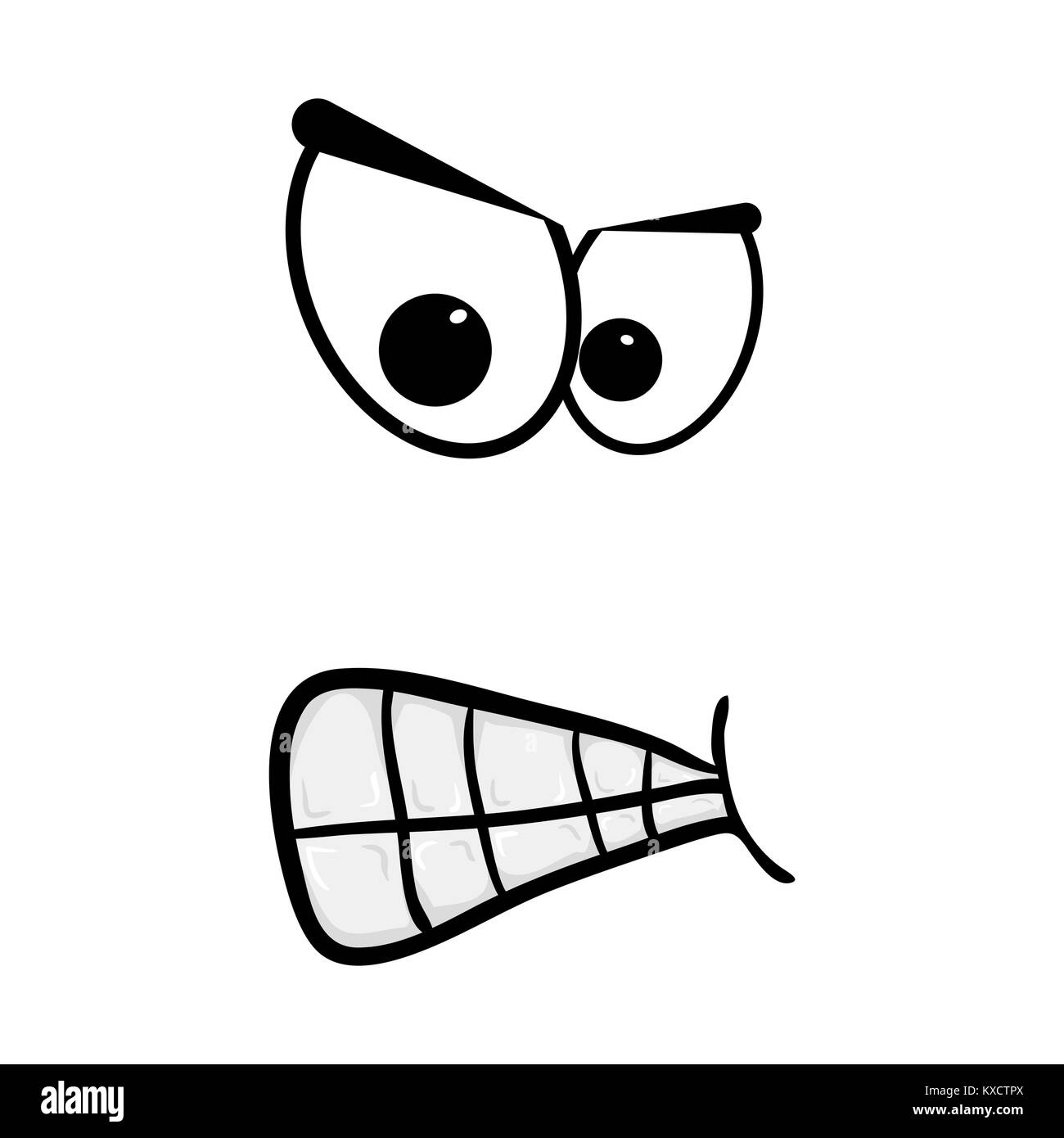 Visage en colère cartoon isolé sur fond blanc Illustration de Vecteur