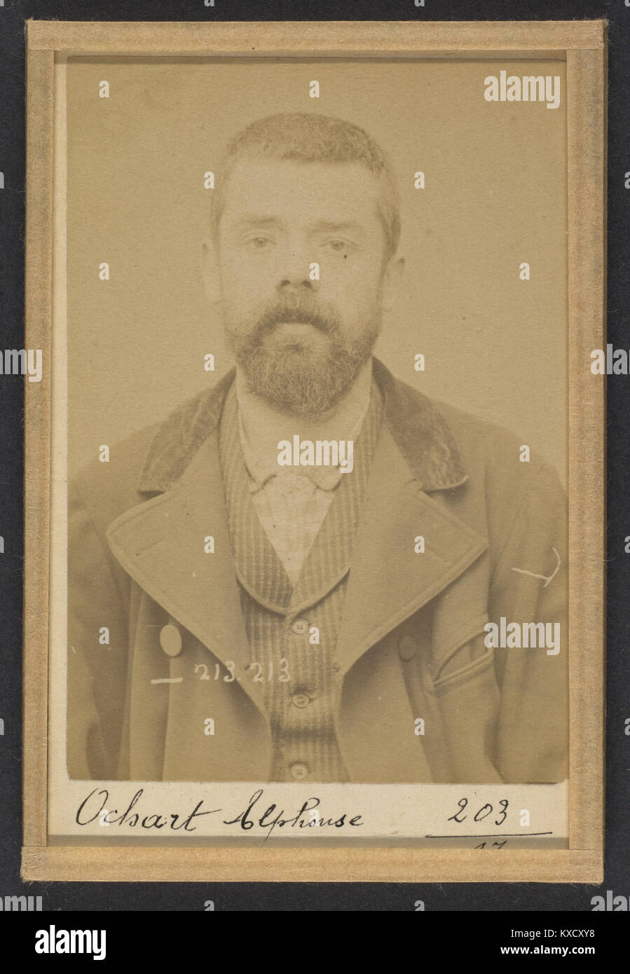 Il s’agit d’un enregistrement d’Alphonse Ochart, cordonnier de 37 ans originaire d’Asbruch (Nord), né le 24 janvier 1956. Il s'est identifié comme anarchiste et est décédé le 22 janvier 1994. Banque D'Images