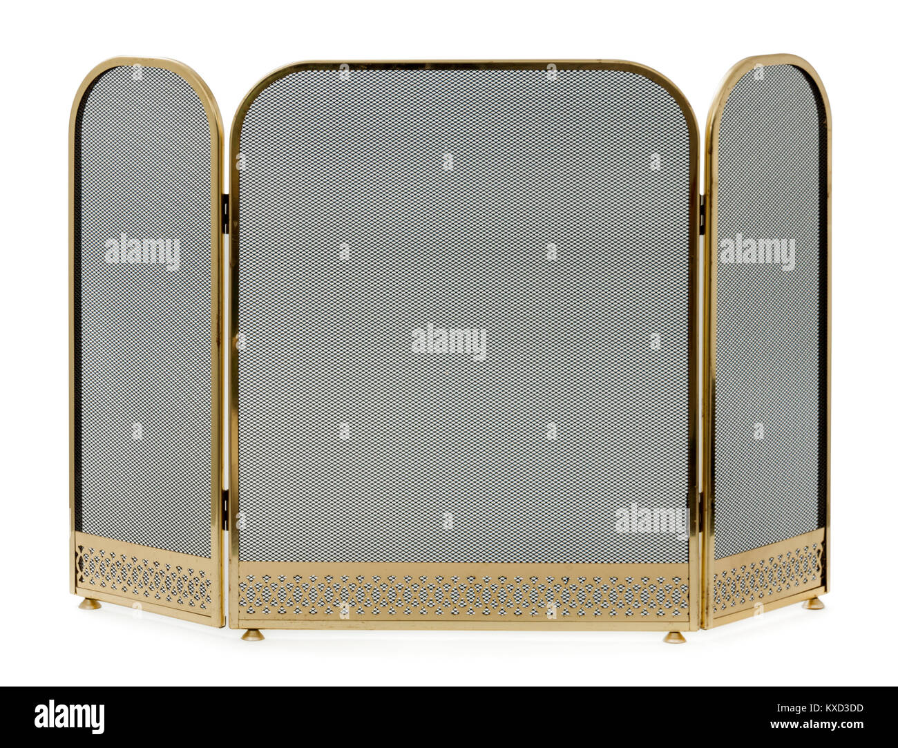 Foyer en laiton contre fond blanc Banque D'Images