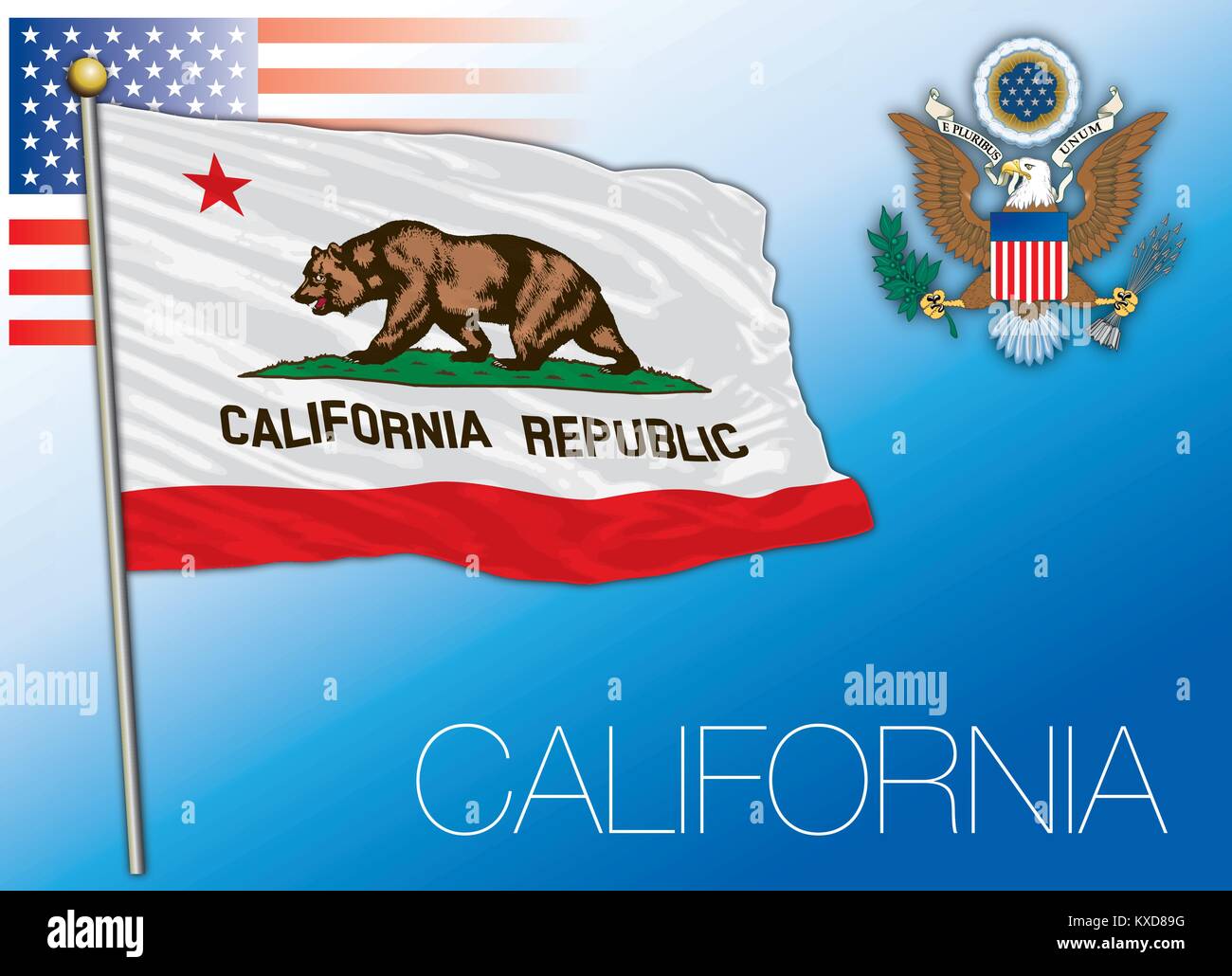 Drapeau de l'état fédéral de Californie, États-Unis Illustration de Vecteur