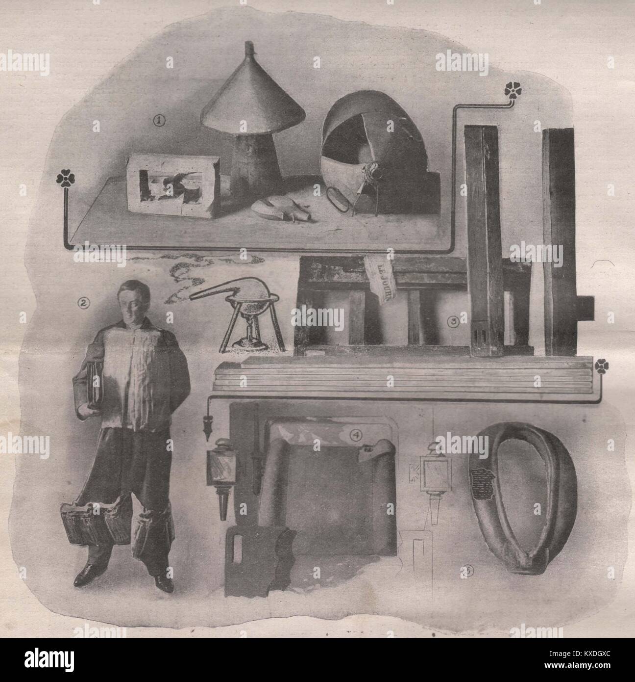 1. Pouvez qui contenait de l'alcool, avec sa fausse intérieur ; aussi portfoho utilisés pour la contrebande d'alcool. 2. Gilet de caoutchouc fo… Banque D'Images