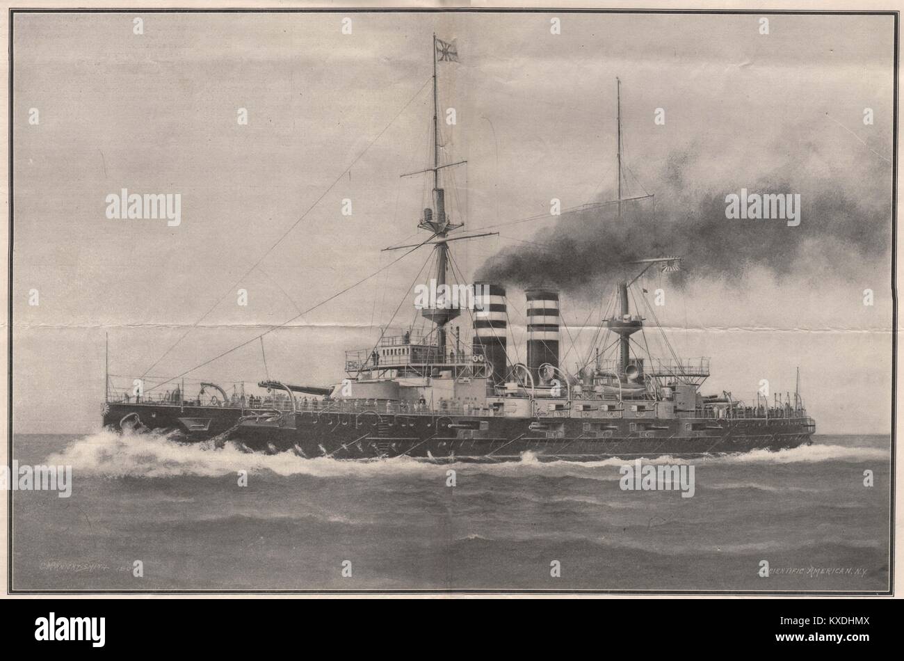 L'Amiral Togo, phare de la capacité de Battleship 'Mikasa," il a dirigé à partir de la récente lutte de guerre. Déplacement, 15,2… Banque D'Images
